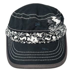 Yellowstone Strapback Cadet Army Cap Black One Size Adjustable Hat Graphix 360